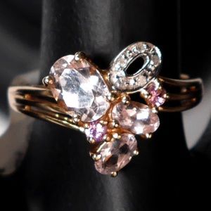 10k Pink Morganite Sapphire Ring SOLID Yellow Gold NEW